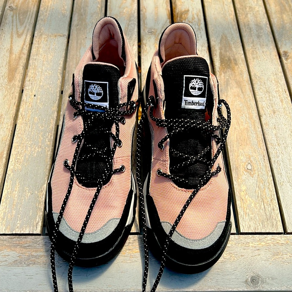 Timberland Women's Euro Swift Low Hiker Shoes Lt Pink Mesh W Black size 7.5